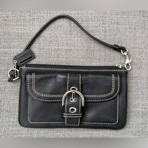 Coach Y2K Soho Wristlet Black Leather Buckle Hangtag